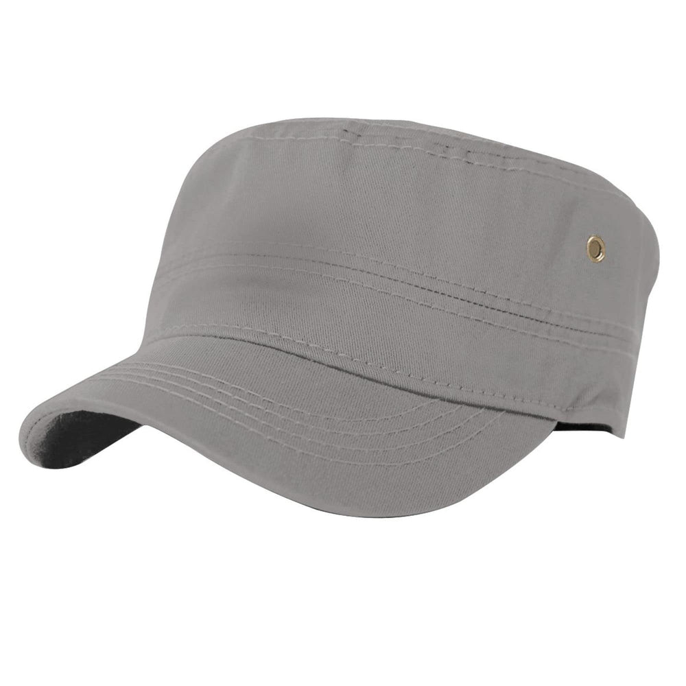 Lzihkst USA Retro Gray Military Cap front view showing breathable cotton for all-day comfort