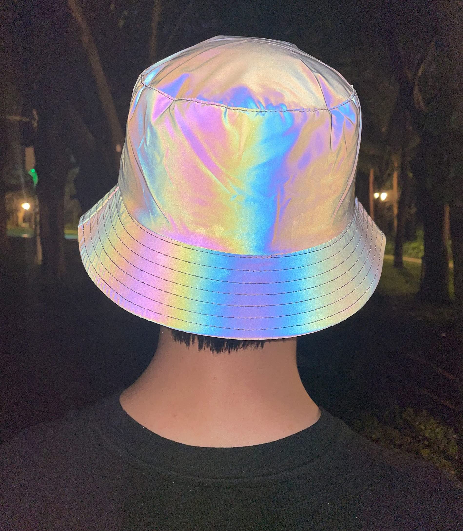 LZLRUN Rainbow Reflective Fishermans Hat folded-packable design fits into bags