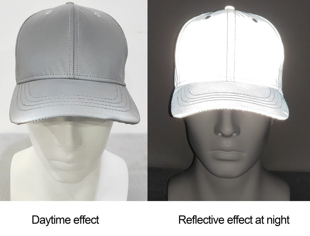 Close-up of 360-degree reflective coating on hat surface