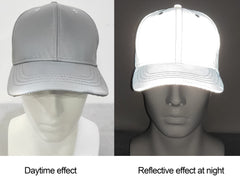Close-up of 360-degree reflective coating on hat surface