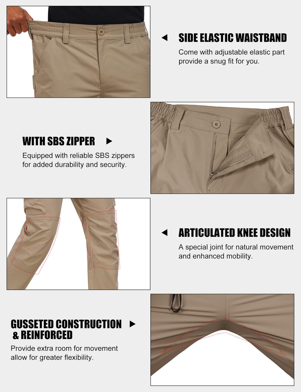 LZZIDOU back hip pockets capture secure gear during daily work