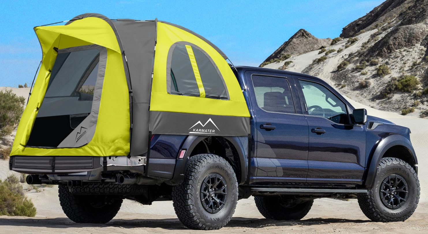 M KARMATER pickup truck tent interior space suitable for two with headroom