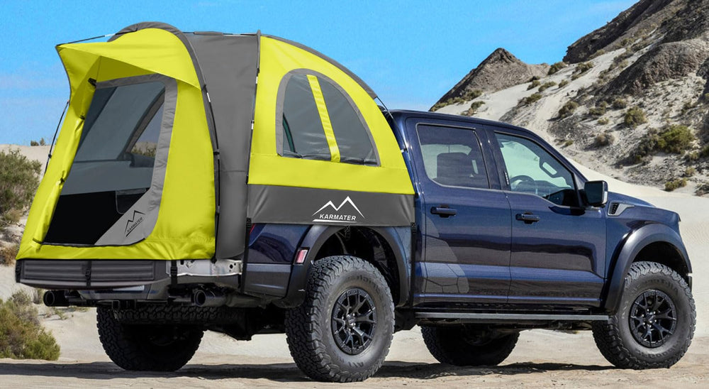 M KARMATER pickup truck tent interior space suitable for two with headroom