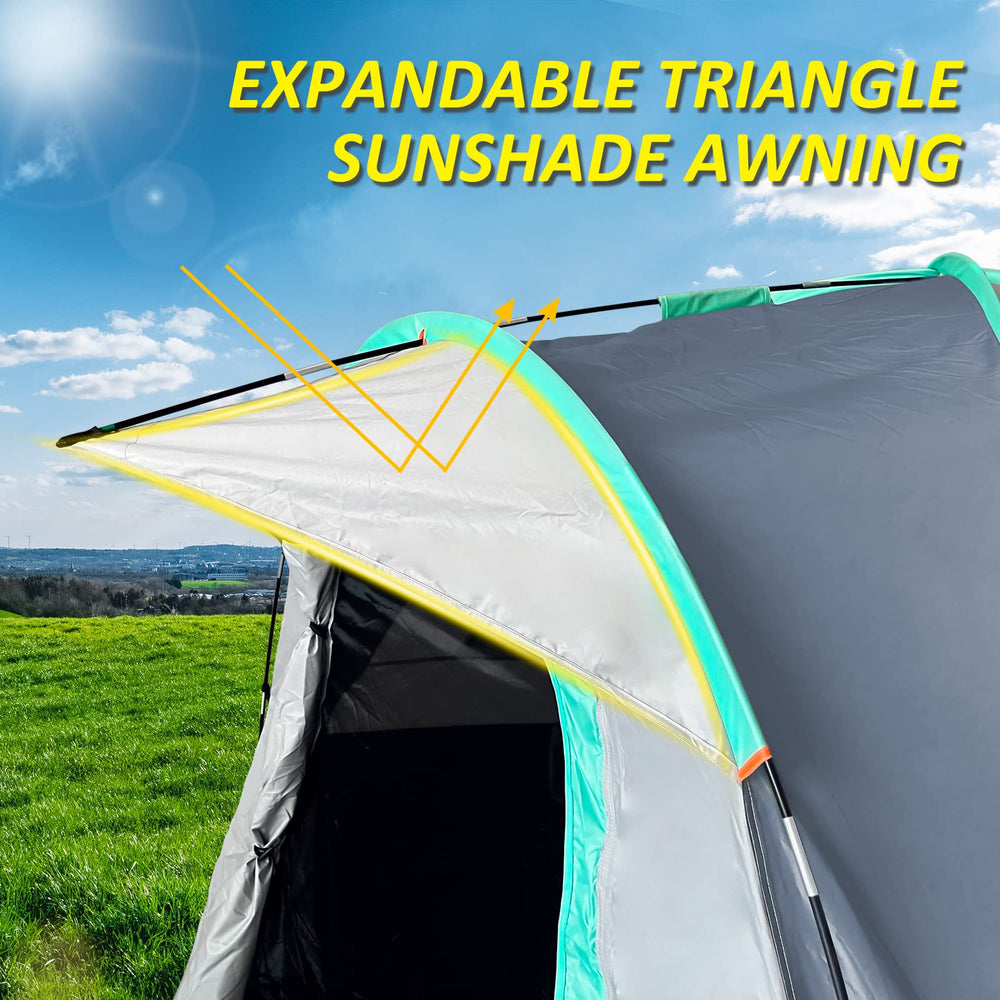 M KARMATER pickup tent ventilation-windows large entrance and three windows promote airflow.