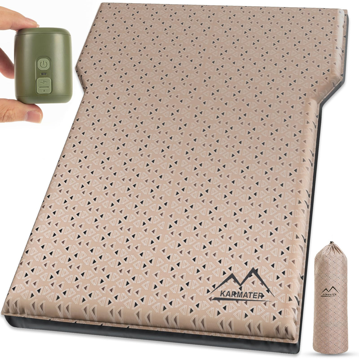 M KARMATER SUV air mattress car bed with pump ready for easy setup on trips.