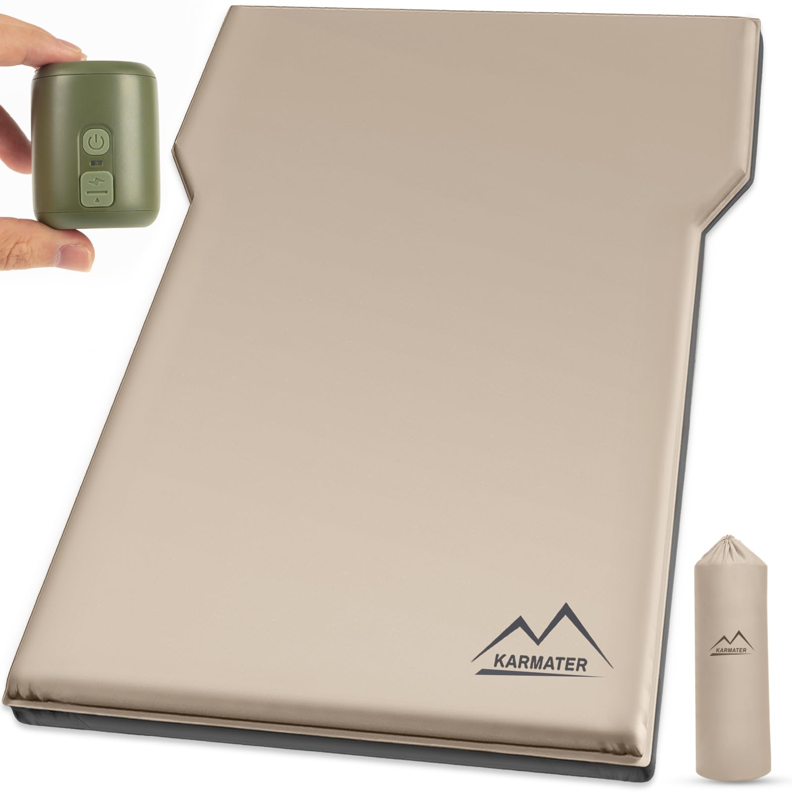 M KARMATER SUV air mattress inflating process demonstrates quick setup for road trips.