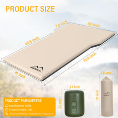 M KARMATER SUV air mattress inside vehicle demonstrates spacious 79x52 sleeping area.