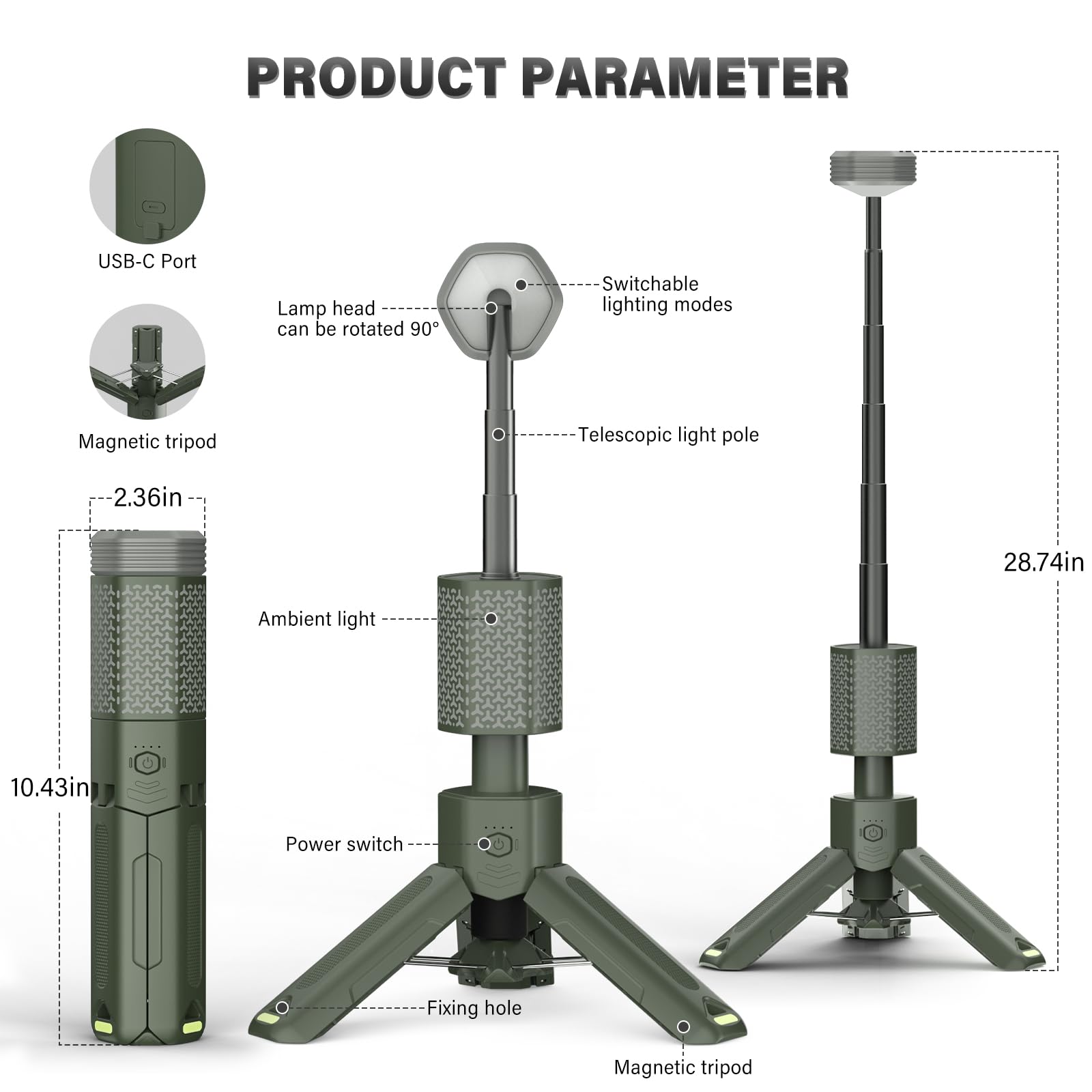 M KARMATER telescopic camping light 10500mAh battery powers long outdoor sessions
