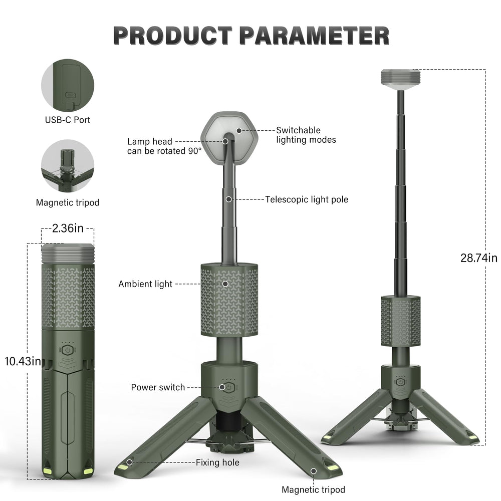 M KARMATER telescopic camping light 10500mAh battery powers long outdoor sessions