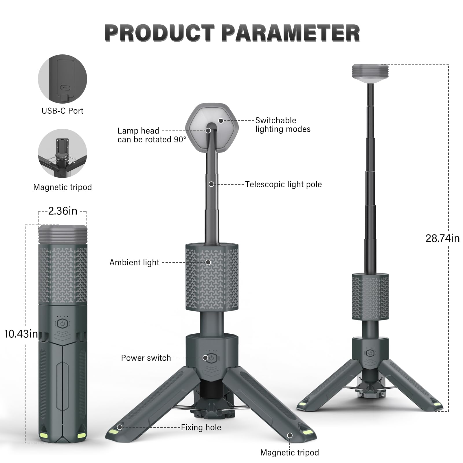 M KARMATER camping light with ground spikes for stable outdoor setup.