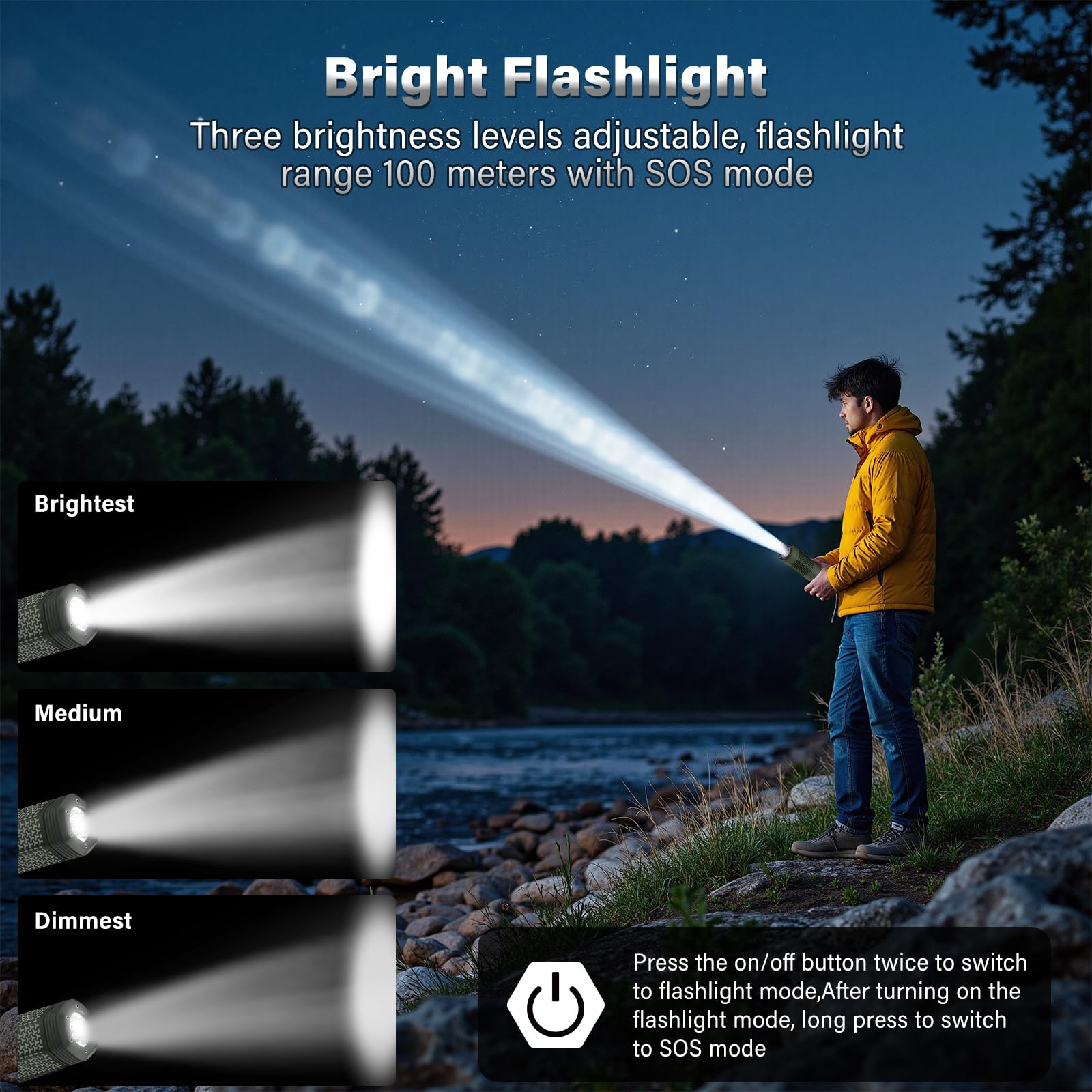 M KARMATER telescopic camping light magnetic bottom for quick metal-surface attachment