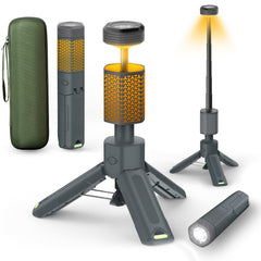 M KARMATER telescopic camping light with storage bag for easy transport and quick setup.