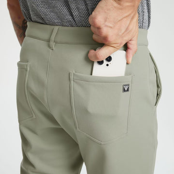 M MAELREG men's golf pants fabric closeup shows brushed insulation.