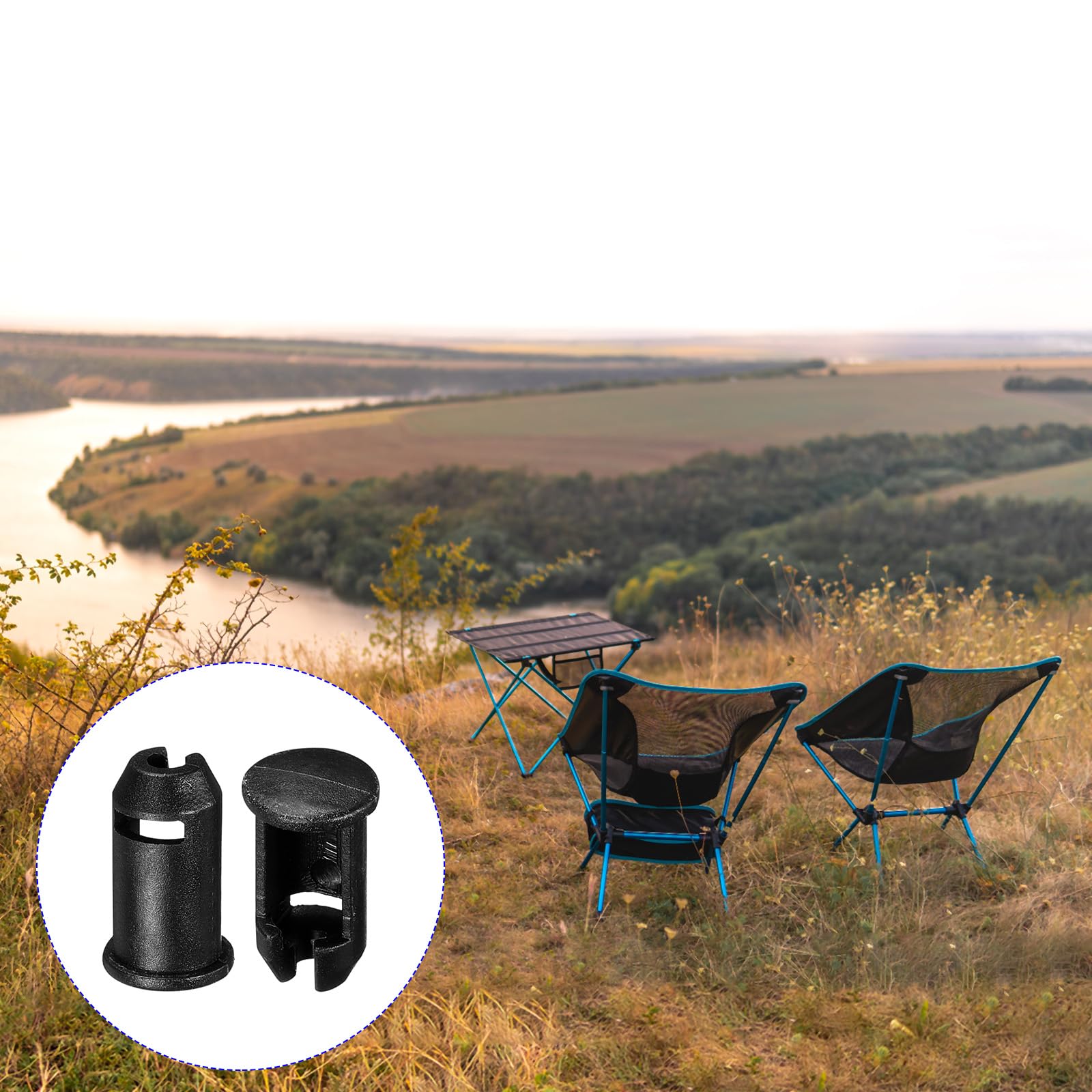 M METERXITY camping chair feet installed on a lounge chair outdoors