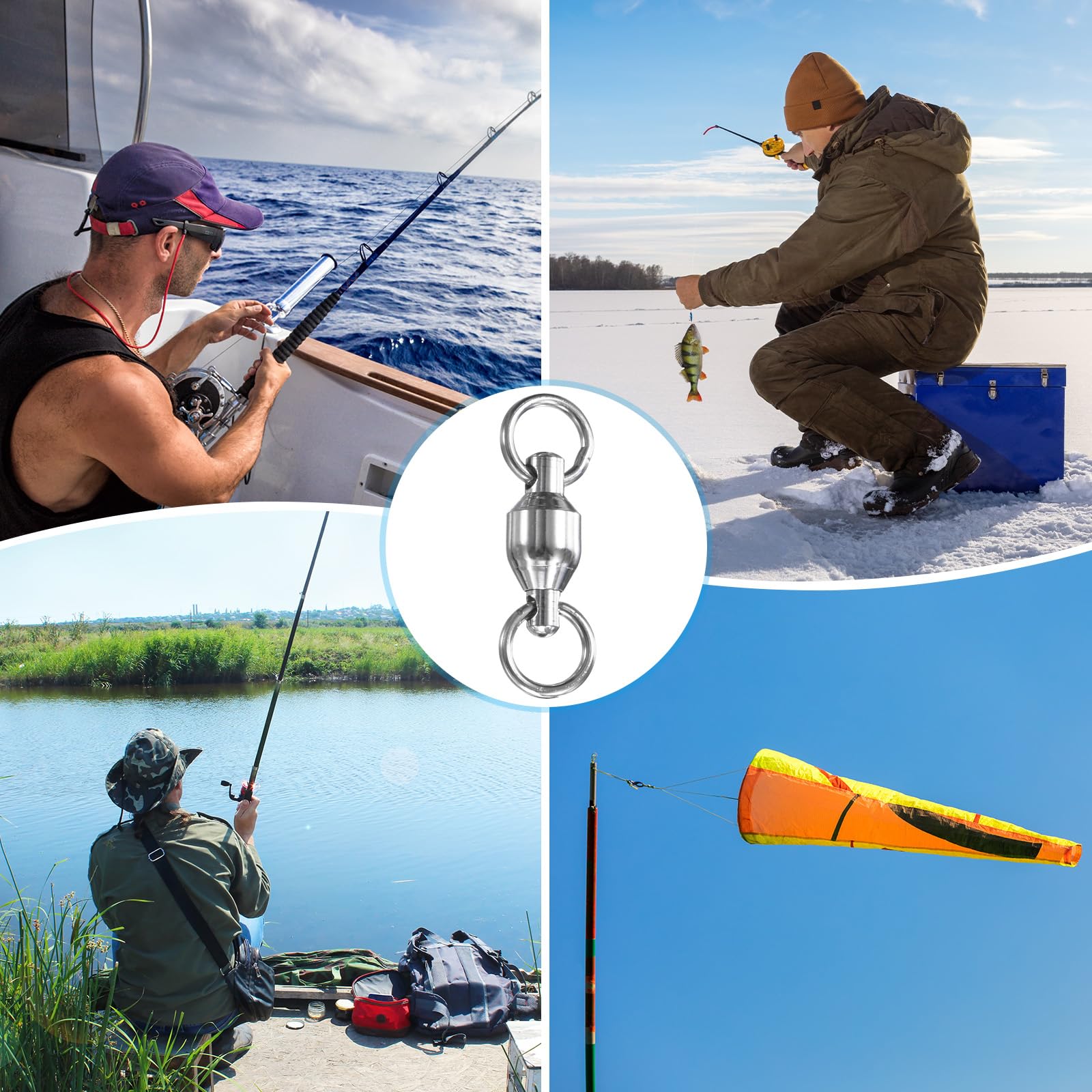 M METERXITY swivel rated to 168 pounds for bigger catches.