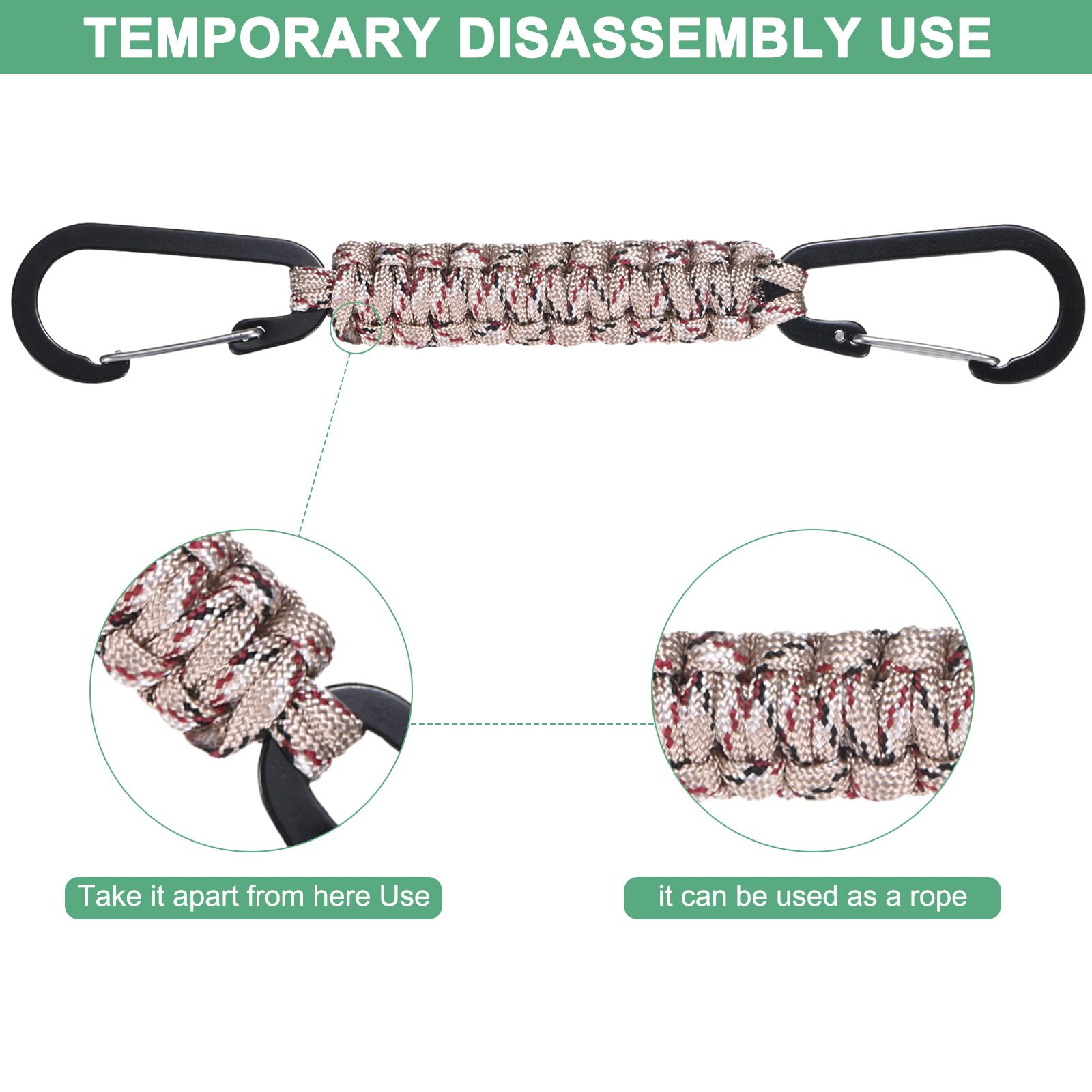 M METERXITY desert camouflage paracord lanyard with durable clip