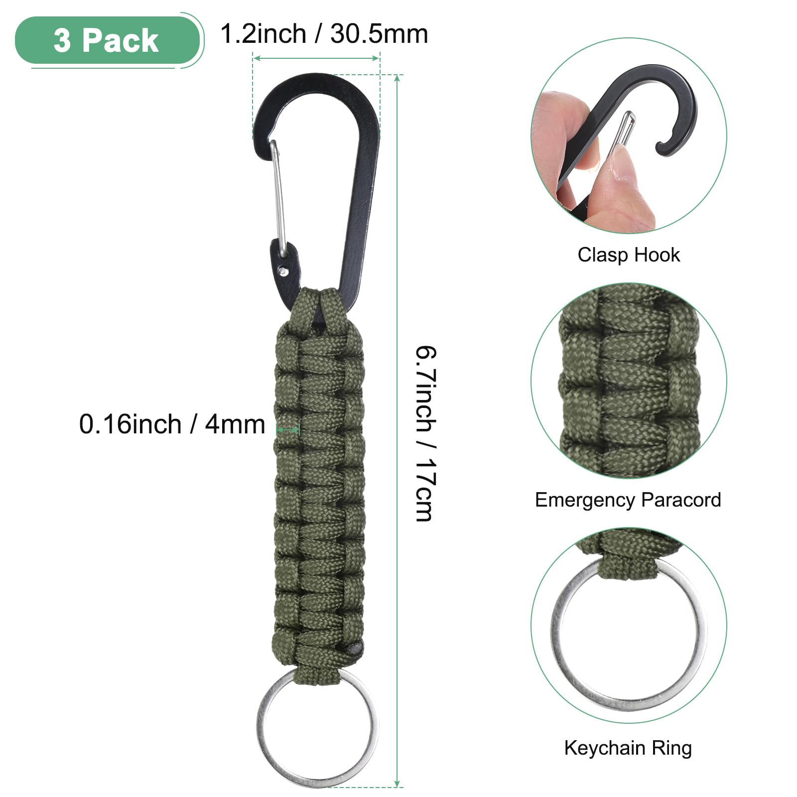 M METERXITY paracord lanyard with D-ring, detail highlighting secure attachment point.