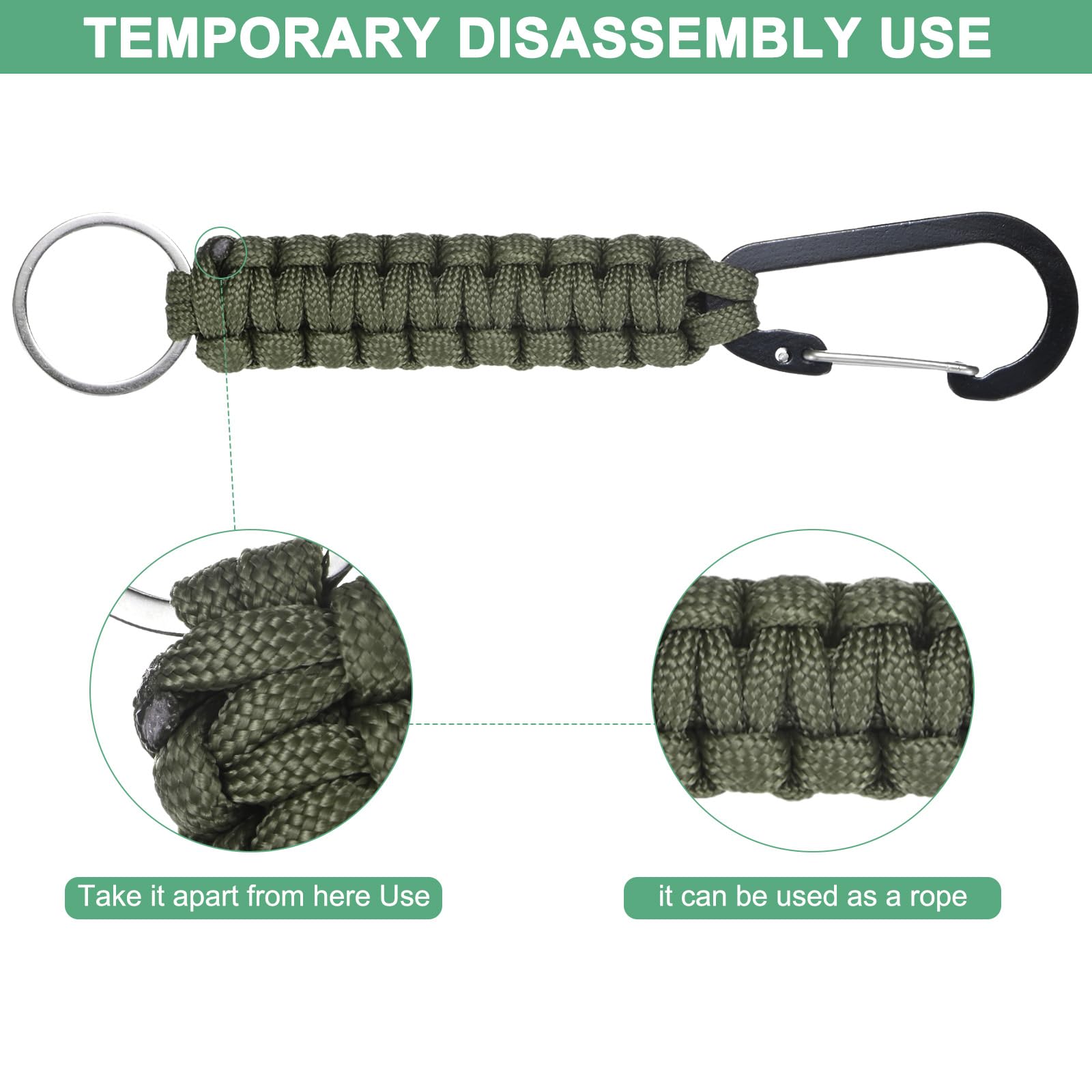 M METERXITY paracord lanyard securing water bottle during a hike.