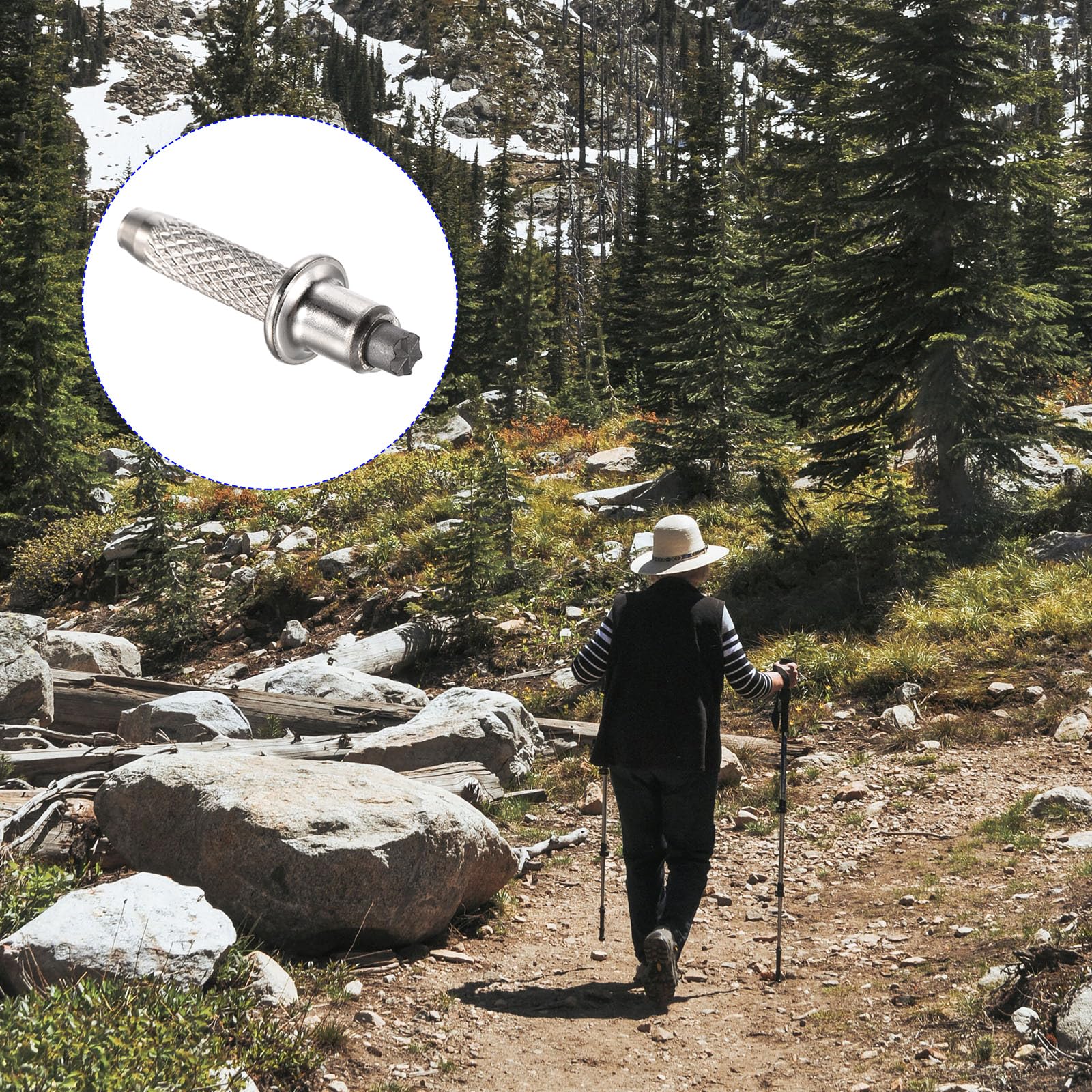 M METERXITY anti-slip grip trekking pole tips enhance steadiness on uneven trails.