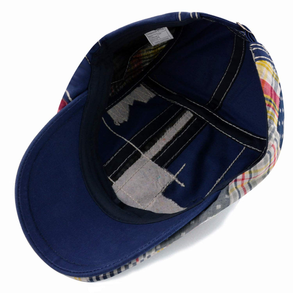 Blue beret hat with visible buckle adjustment