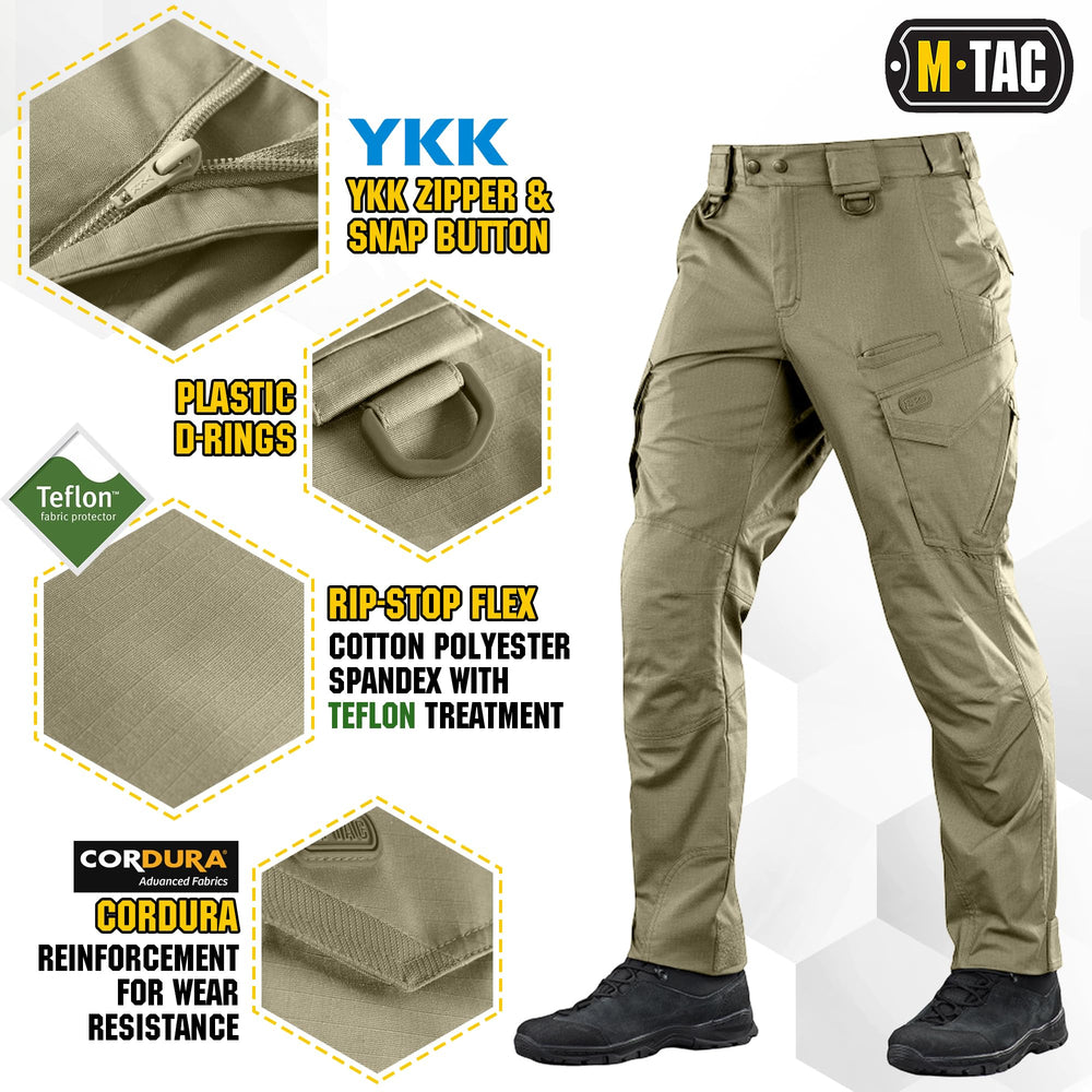 M-Tac Aggressor Flex reinforced knees illustrate protection during kneeling and crawling.