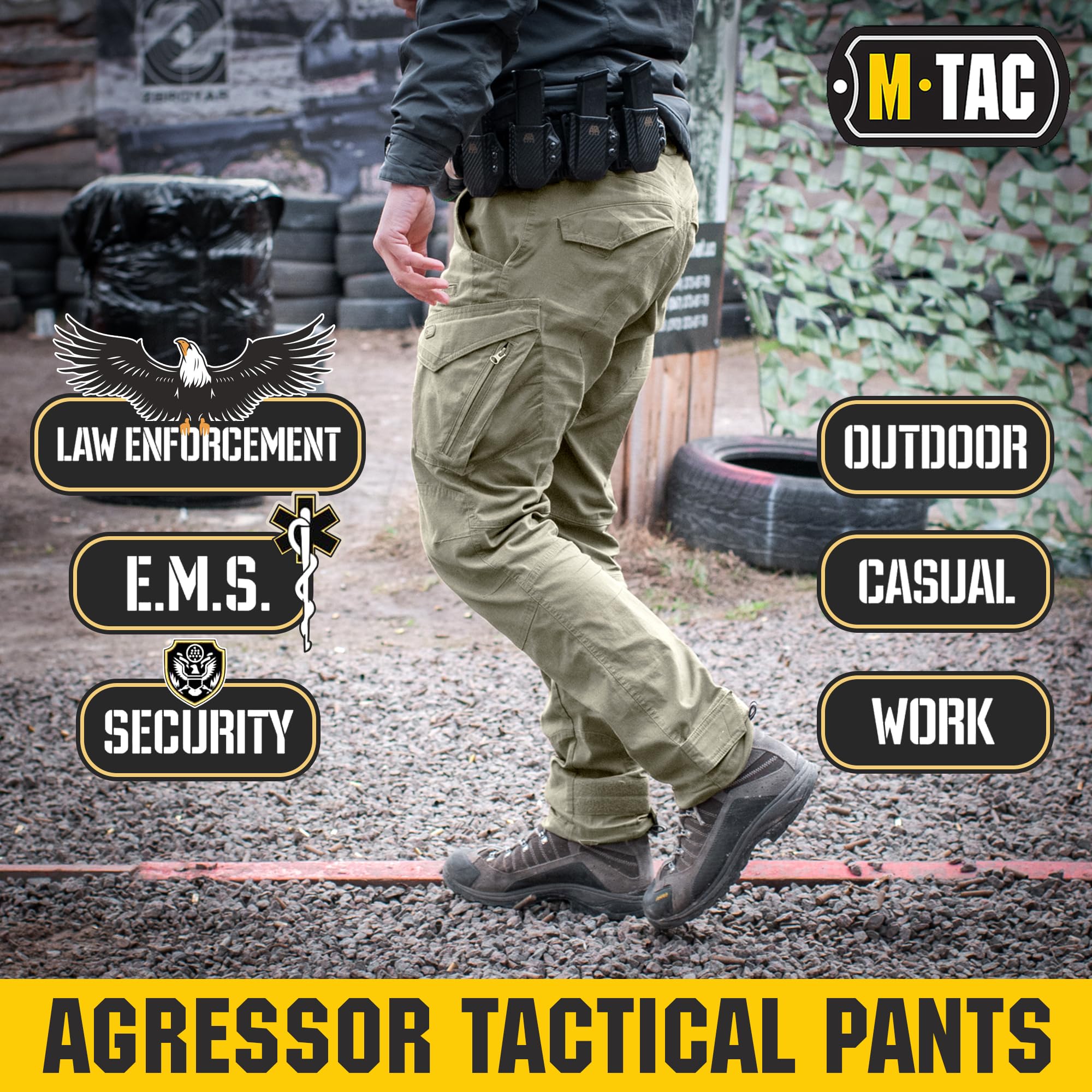 M-Tac Aggressor Flex side pocket highlights secure storage for tools and phone.