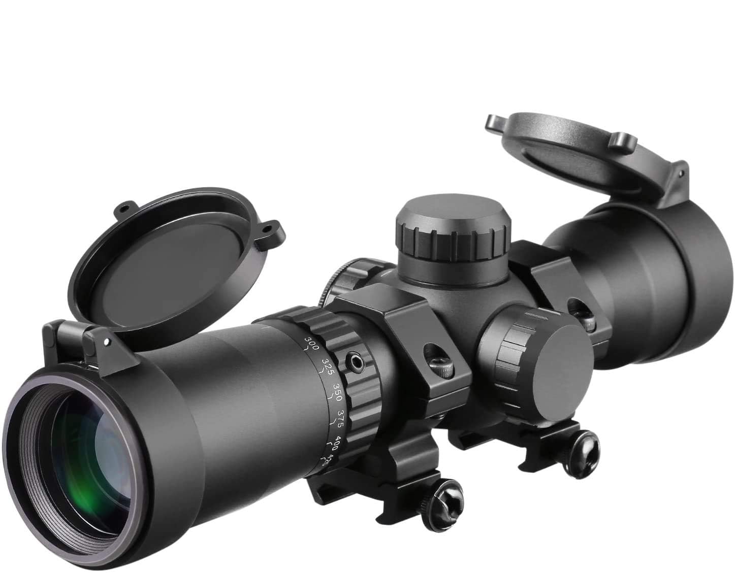 MA3TY crossbow scope with 32mm objective lens showing bright field of view for precise shots