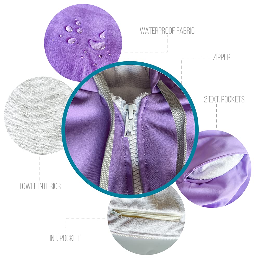 MACAR swim parka back detail shows tri-layer fabric protecting surfaces and seating.