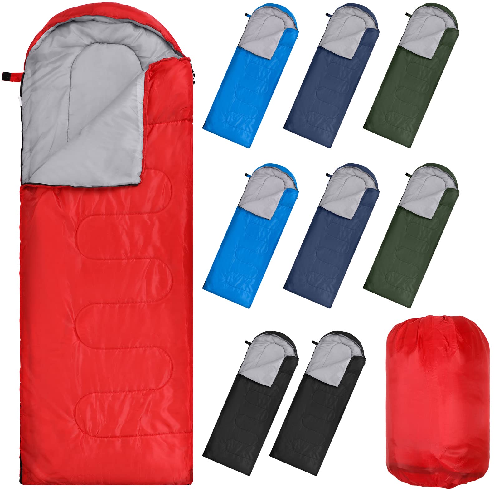 Macarrie 10-pack sleeping bags laid out for shelter donations and group camping