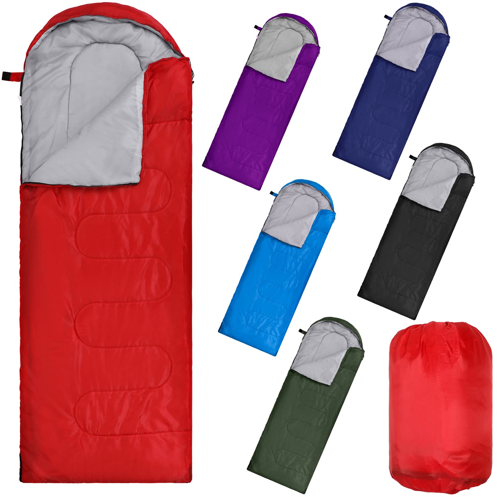 Macarrie 6-pack sleeping bags colorful pack ideal for camping warmth.