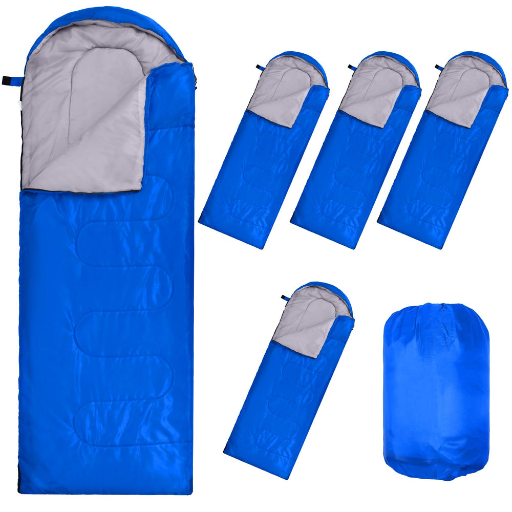 Macarrie 6-pack sleeping bags in royal blue with compression bag for easy outdoor camping