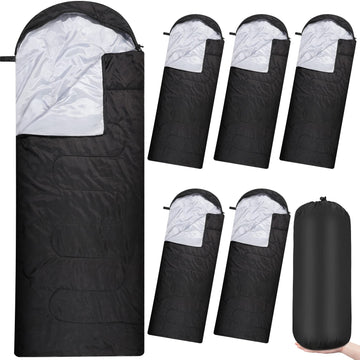Macarrie 6-pack sleeping bags rolled in compact bundles for easy storage.