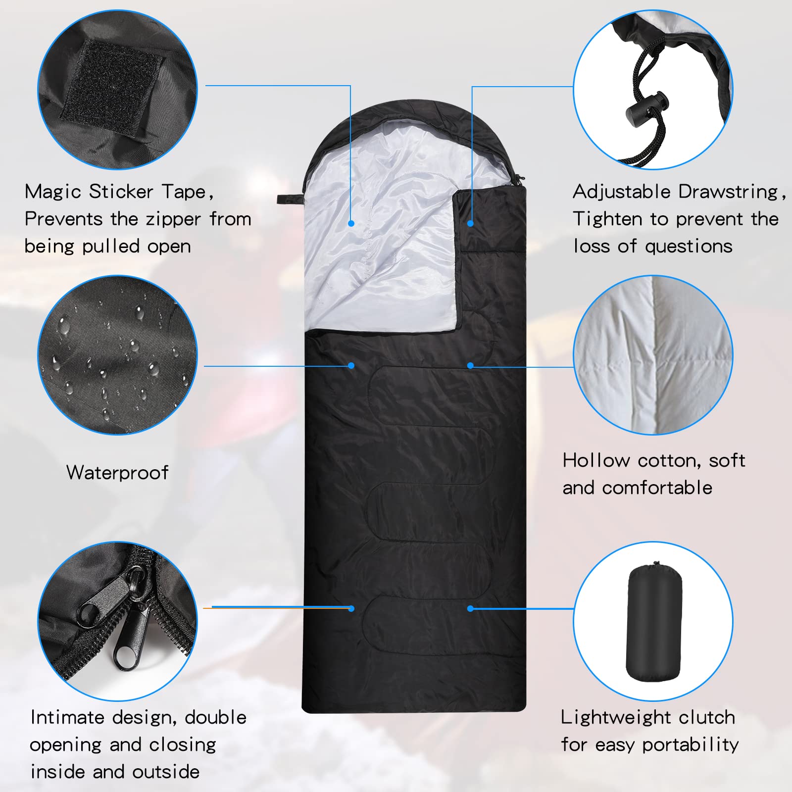 Macarrie 83 by 30 inch adult-sized sleeping bag fits comfortably indoors or outdoors.