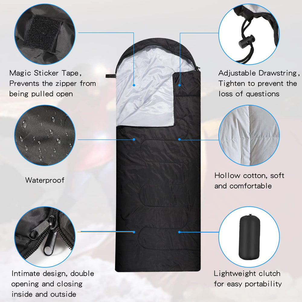 Macarrie 83 by 30 inch adult-sized sleeping bag fits comfortably indoors or outdoors.
