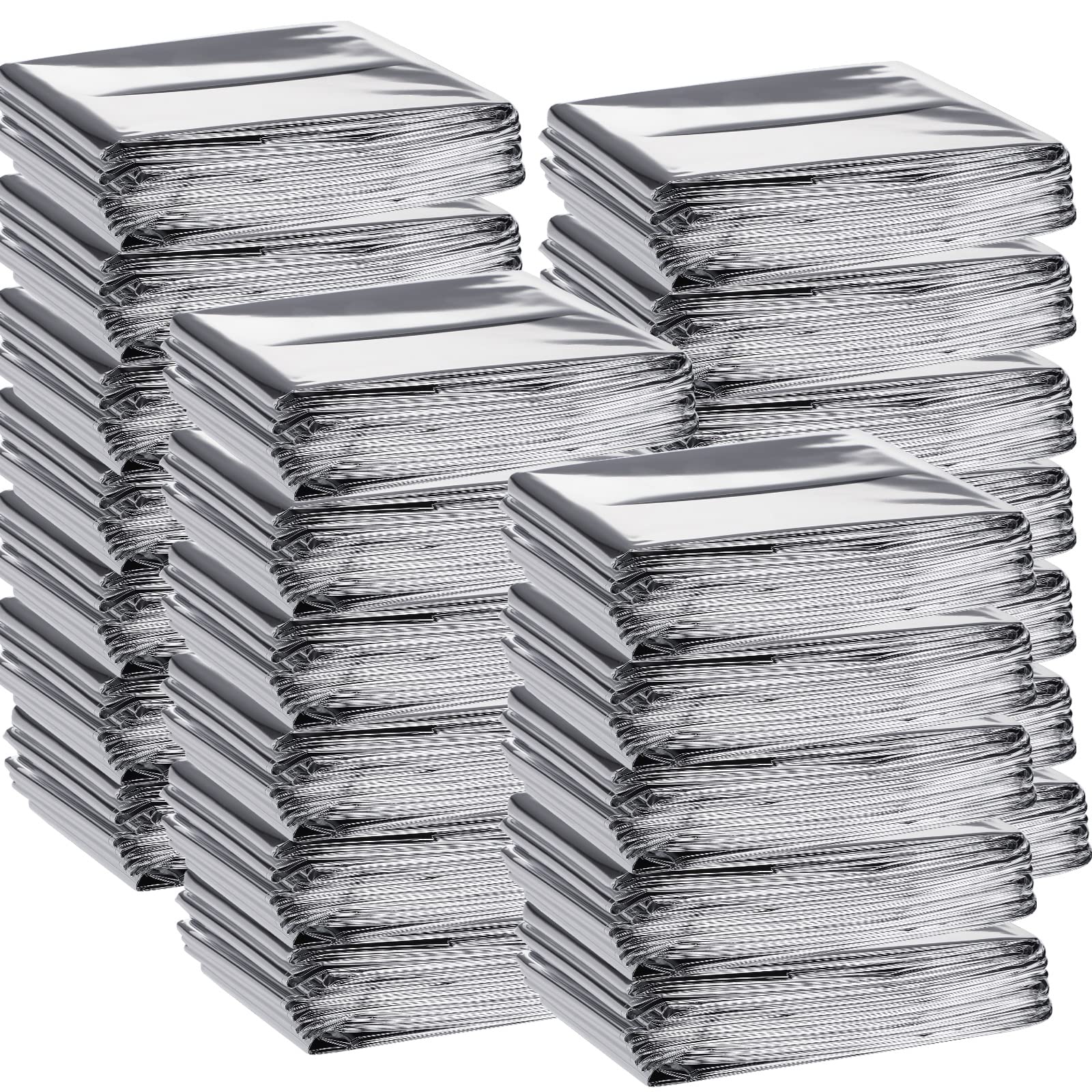 Macarrie emergency blanket pack front shows organized 100-pack storage for easy access.