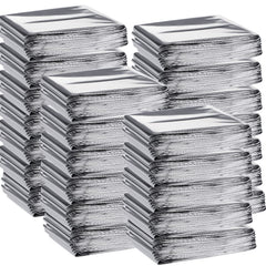 Macarrie emergency blanket pack front shows organized 100-pack storage for easy access.