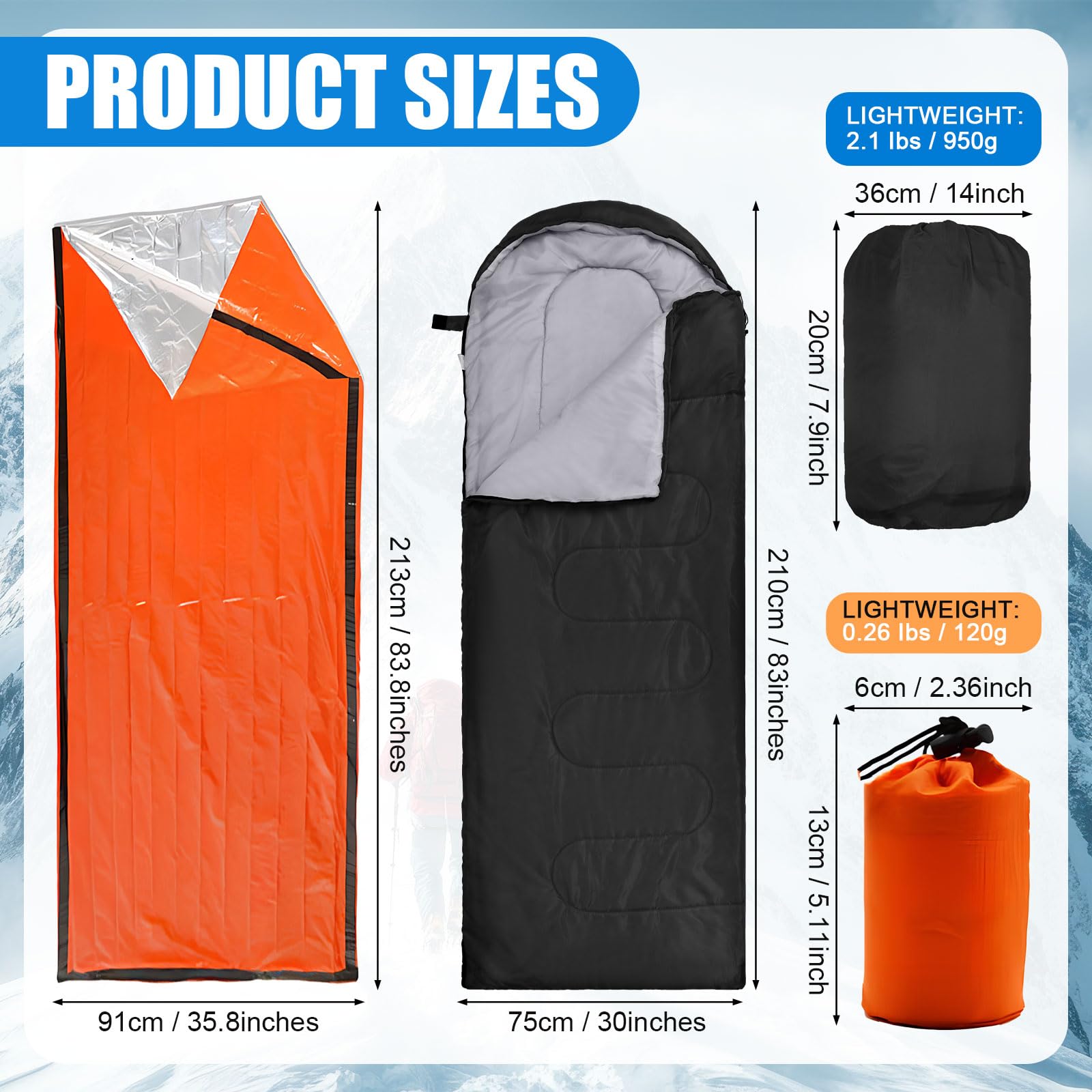 Macarrie emergency sleeping bags waterproof blanket for harsh weather needs