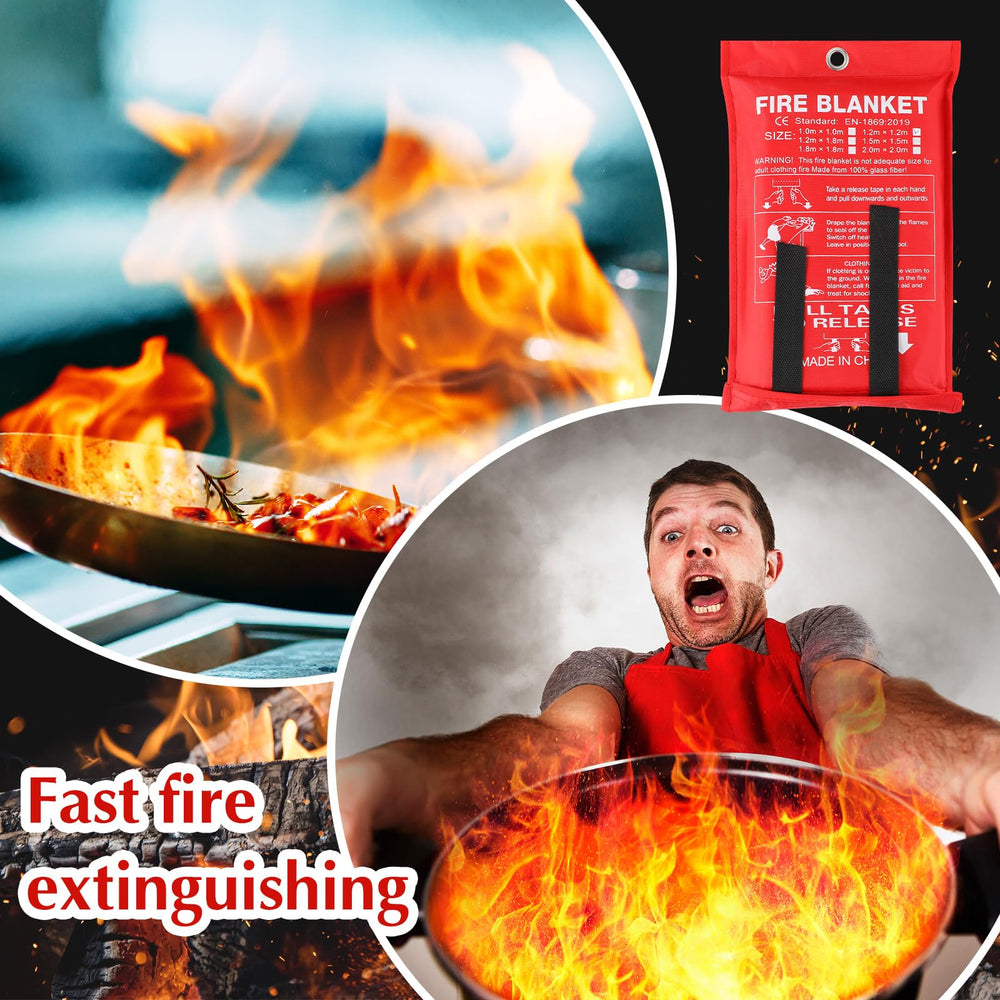 Macarrie 10-pack fire blankets in a box for convenient home placement.