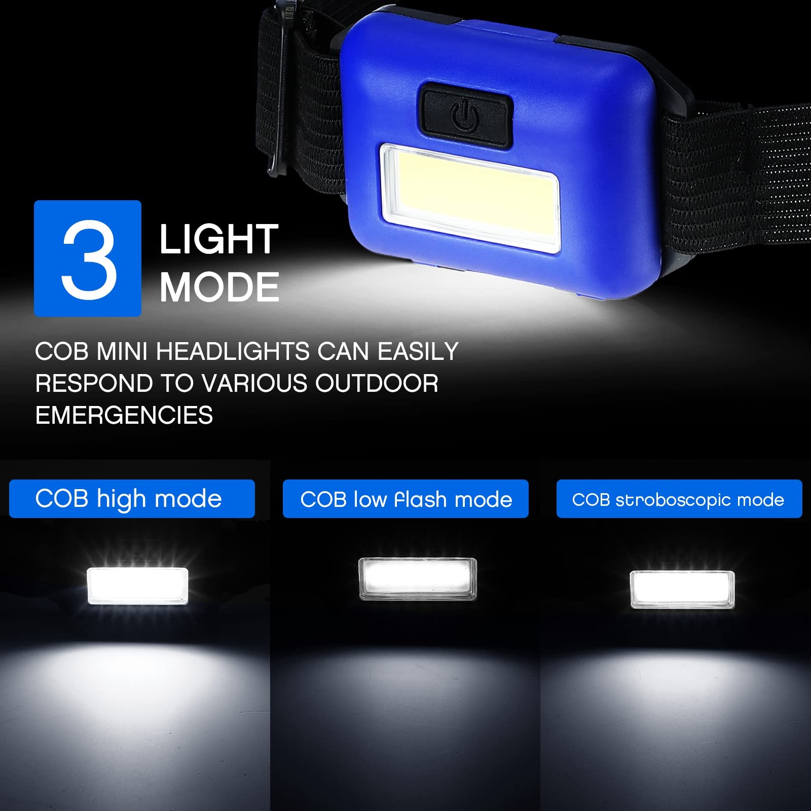Macarrie headlamp three modes high flash and strobe for versatile signaling