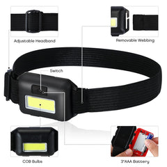 Macarrie headlamp wide beam 160 degree for expansive visibility during night runs