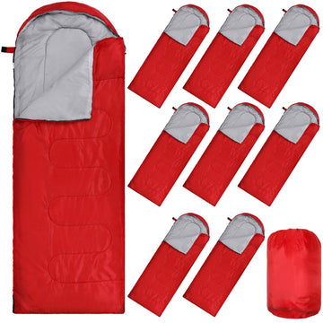 Macarrie bulk red sleeping bags ready for donation drives