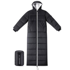 Macarrie wearable sleeping bag with sleeves and hood for mobility and warmth