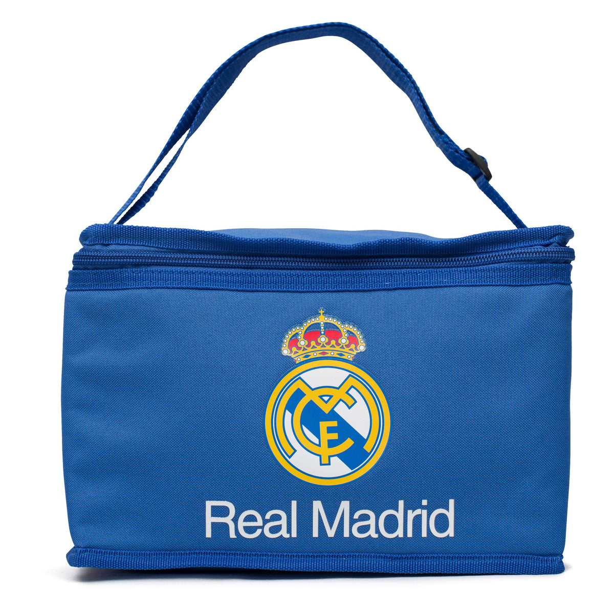 Maccabi Real Madrid licensed cooler bag close-up highlighting insulated interior for fresh snacks.