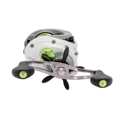 Close-up of Lew's MACH 1 SS 7.5:1 Right Hand Baitcast Reel gear and handle