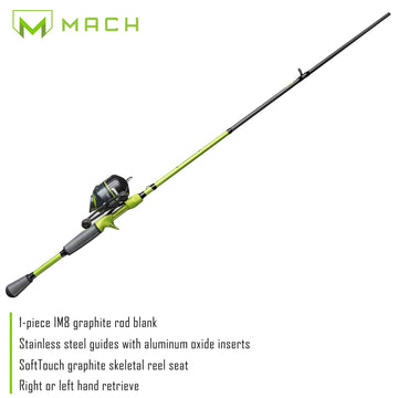 Mach 2 Spincast Combo rod and reel assembly side view
