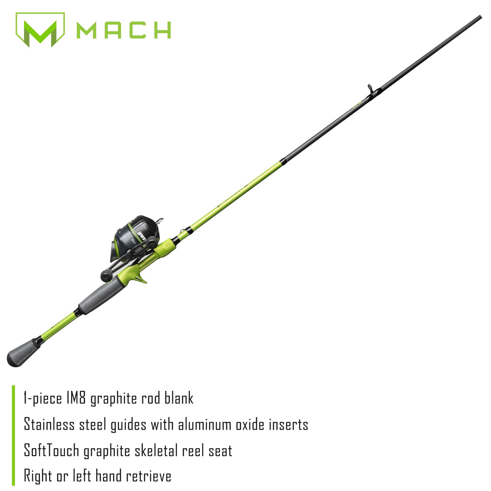 Mach 2 Spincast Combo rod and reel assembly side view