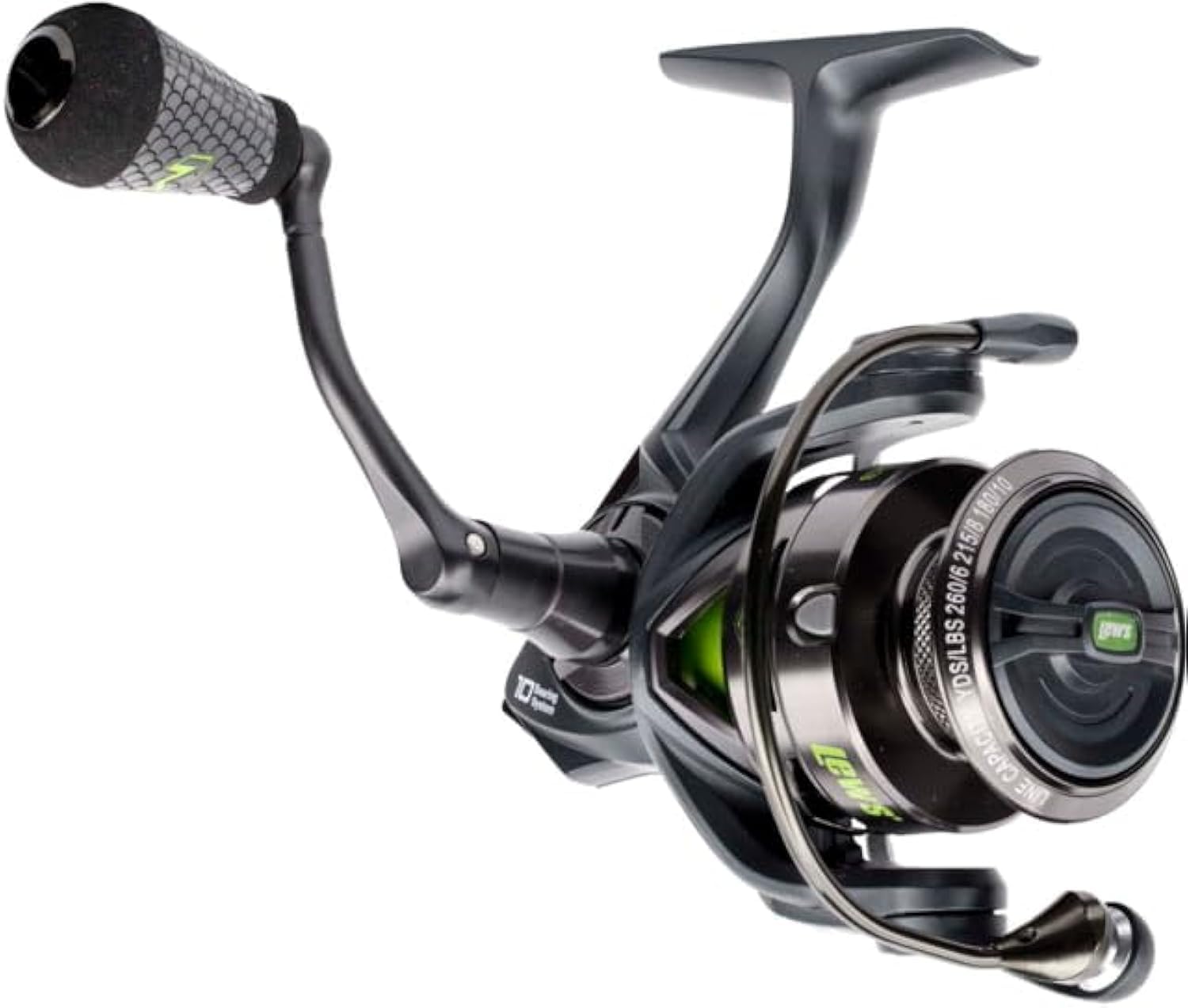 Mach 2 spinning reel front view shows a durable aluminum frame.