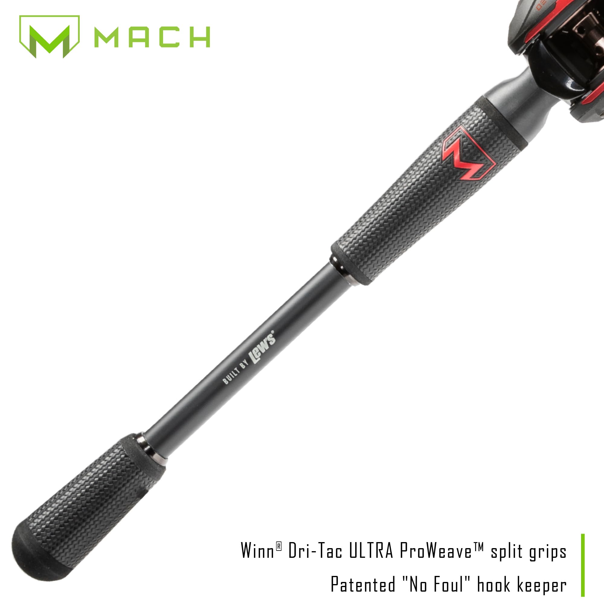 Ergonomic handle grip and reel seat close-up