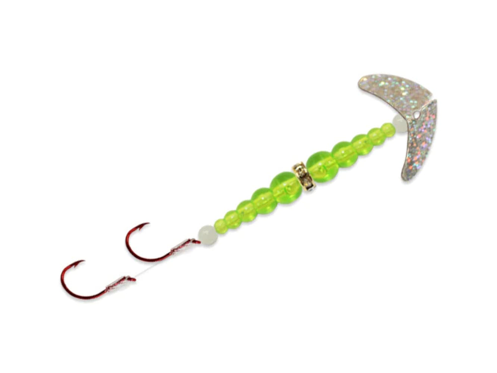 Mack's Lure Double Whammy in action attracts trout, kokanee, and walleye.