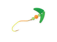 Glow-painted Slow Death hook and Smile Blade attract walleye in clear water